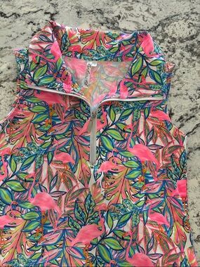 Lulu-B Pink Tropical Flamingo Print Sleeveless Dress